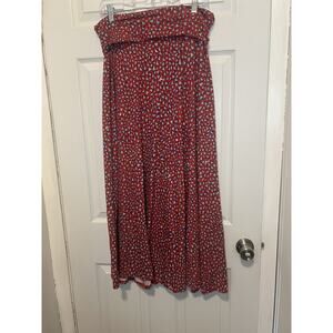 LuLaRoe Maxi Dress M Red Geometric Print‎ Boho Strech Comfy